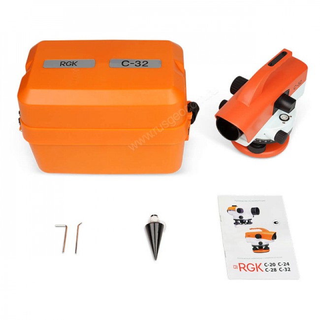 Комплект оптический нивелир RGK C-32 с поверкой + штатив S6-N + рейка AMO S3 Комплект оптический нивелир RGK C-32 с поверкой + штатив S6-N + рейка AMO S3