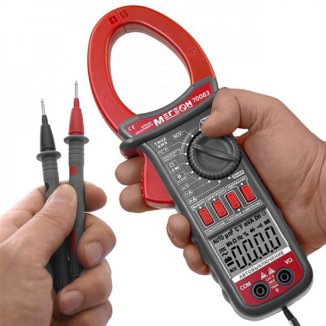 Цифровые токоизмерительные клещи, мультиметр МЕГЕОН 70083 Цифровые токоизмерительные клещи, мультиметр МЕГЕОН 70083