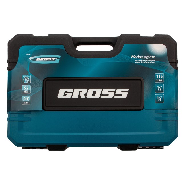 Набор инструментов 1/4", 1/2", CrV 115 предметов Gross Набор инструментов 1/4", 1/2", CrV 115 предметов Gross