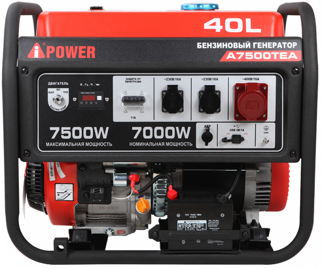 Бензиновый генератор A-iPower A7500TEA + блок автозапуска A-iPower 400 В, 25 А Бензиновый генератор A-iPower A7500TEA + блок автозапуска A-iPower 400 В, 25 А