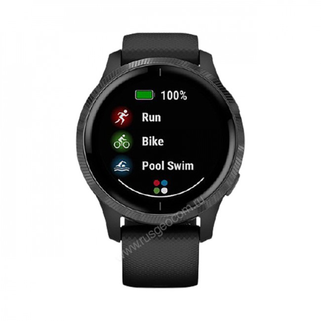 Часы Garmin Venu черные с серым безелем Часы Garmin Venu черные с серым безелем