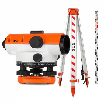 Комплект оптический нивелир RGK C-20 с поверкой + штатив S6-N + рейка AMO S5