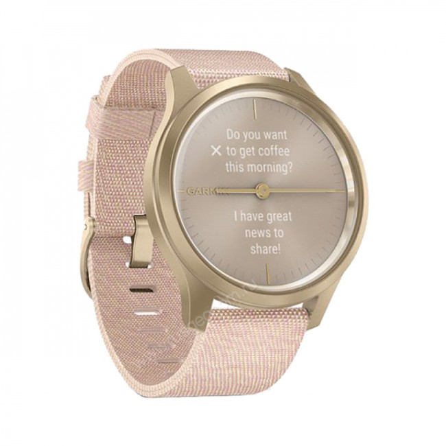 Часы Garmin Vivomove Style светло-золотистый с розовым плетеным нейлоновым ремешком Часы Garmin Vivomove Style светло-золотистый с розовым плетеным нейлоновым ремешком